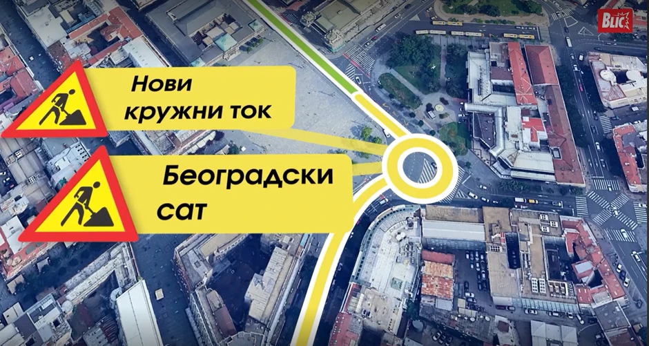 Radovi Trg Republike - Novi kružni tok, Beogradski sat