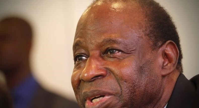 Amara Essy, candidate for the 2015 presidential election and member of the ruling coalition of RHDP attends a news conference in Abidjan February 26, 2015. REUTERS/Thierry Gouegnon