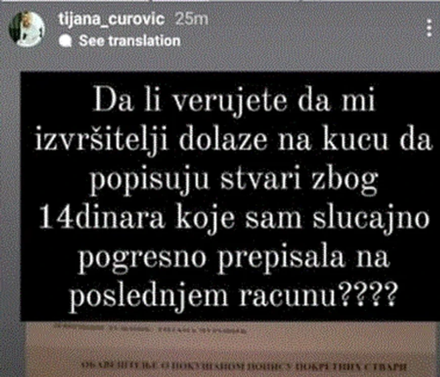 Objava Tijane Čurović