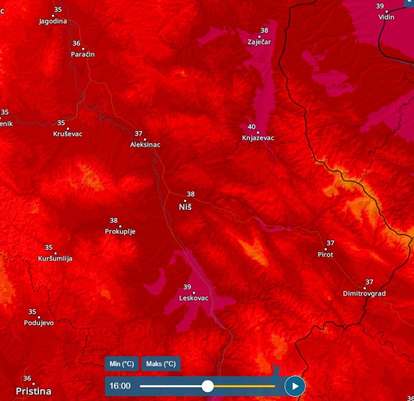 Izmereno 40 stepeni u 16h u Knjaževcu