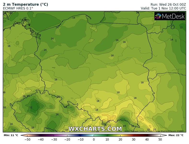 1 listopada temperatura na południu wzrośnie powyżej 20 st. C!