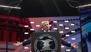 Trump speaking the NRA meeting on SaturdayJustin Sullivan/Getty Images