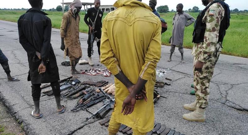 Illustrative photo: Boko Haram terrorists surrender to troops in Bama, Borno State [Nigerian Army]