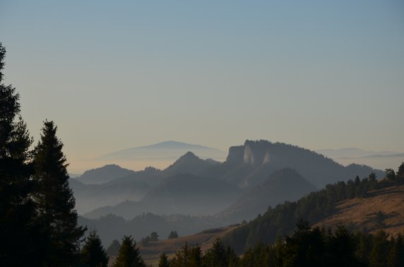 Małe Pieniny. Widoki ze szlaku ze Szczawnicy na Wysoki Wierch i Wysoką.