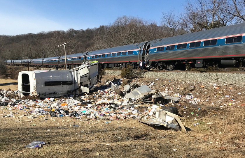 View of the scene following the accident when a train traveling from Washington to West Virginia car