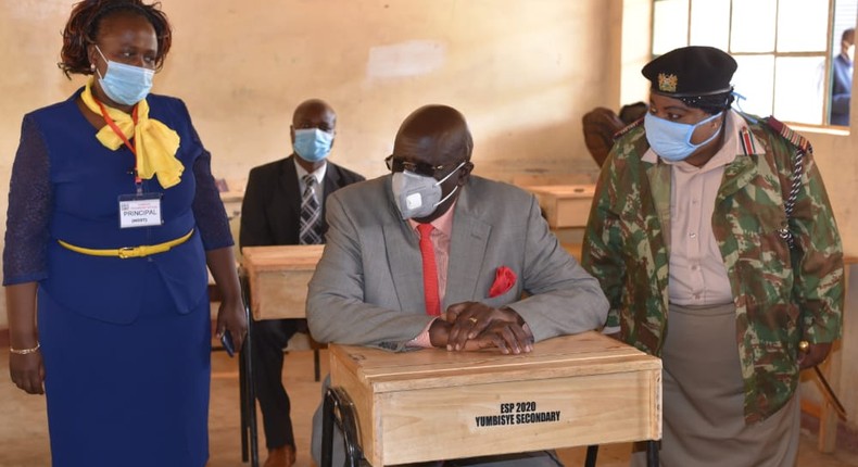 Education CS George Magoha during a past visit to a secondary school