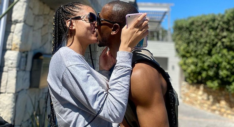 Former Big Brother Naija housemate Omashola and his fiancee [Instagram/Sholzy23]