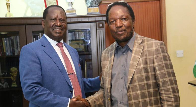 ODM National Treasurer Timothy Bosire and ODM Party Leader  Raila Odinga