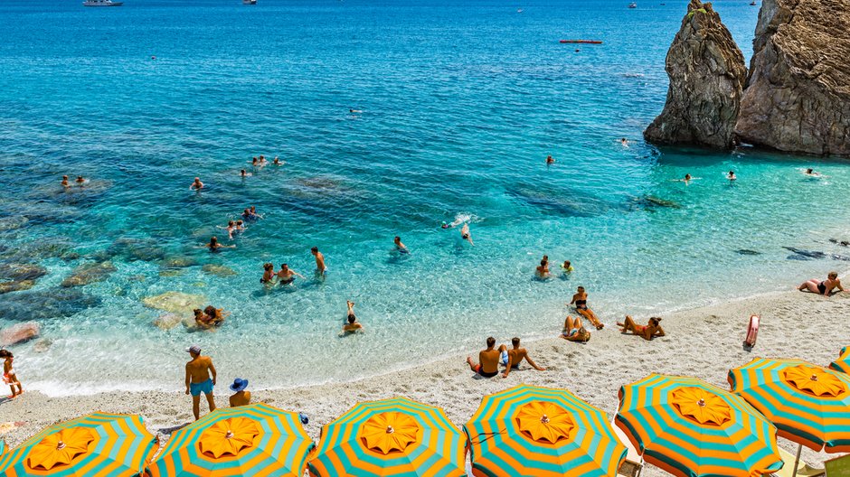 Plaża w Monterosso al Mare, Włochy