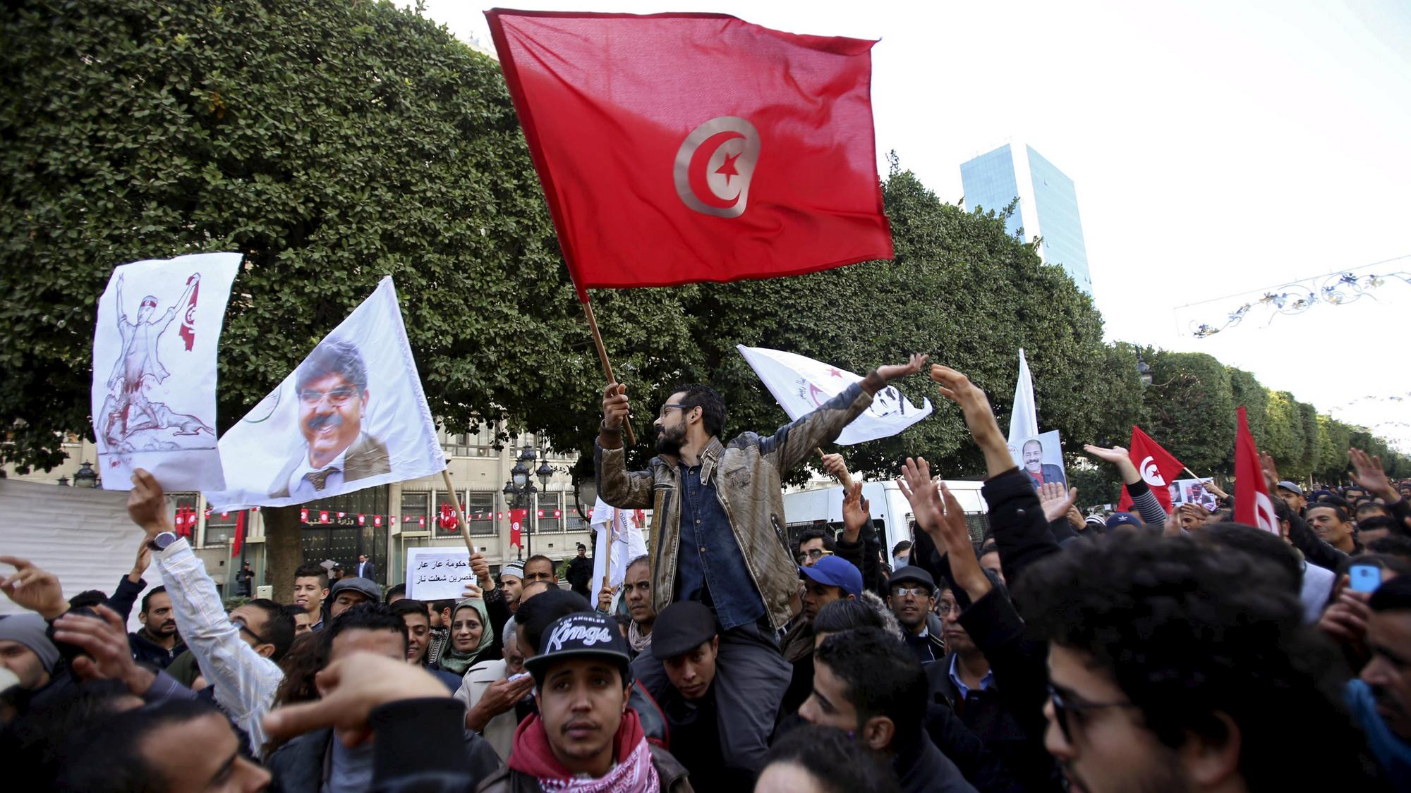 Protesty Tunisko - ilustračné foto