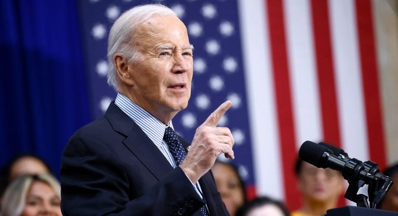 President Joe Biden joins family caregivers, care workers, early childhood educators, and advocates to celebrate progress made by care champions while calling for additional legislative action at a rally in Union Station on April 09, 2024, in Washington, DC.Paul Morigi/Getty Images for Care Can't Wait Action