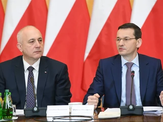 Joachim Brudziński, szef MSWiA, i premier Mateusz Morawiecki