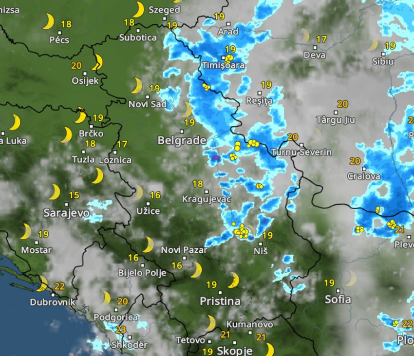 Kretanje nevremena u 22 sata