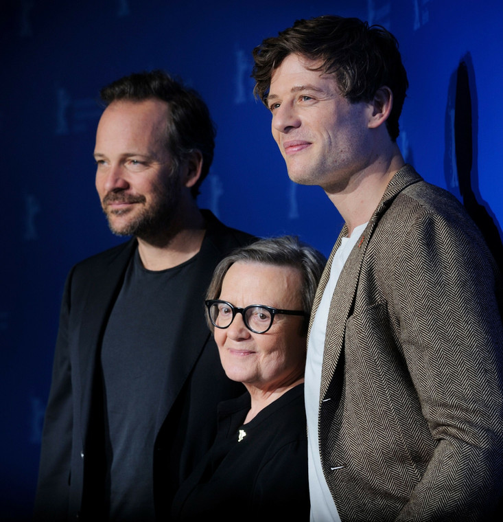 Peter Sarsgaard, Agnieszka Holland i James Norton promujący film "Obywatel Jones"