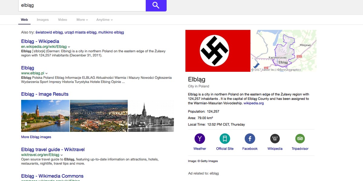 Swastyka symbolem Elbląga? To pokazuje wyszukiwarka