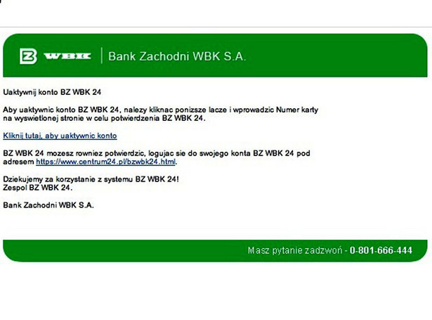 Klienci banku BZ WBK w niebezpieczeństwie