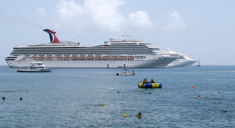 Carnival Valor, pictured here in 2010, was re-routed to Mobile, Alabama this week as the Port of New Orleans shuttered for the arrival of tropical storm Barry.(AP Photo/J Pat Carte