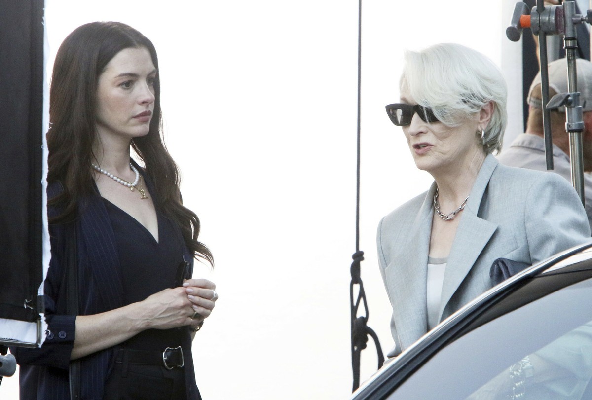 Anne Hathaway i Meryl Streep na planie filmu "Diabeł ubiera się u Prady 2"