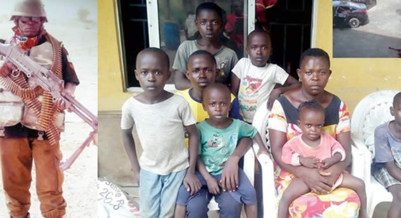 Late brave policeman, his wife, Mrs. Iboko and her children