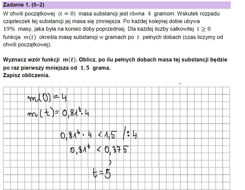 Matura 2023 — matematyka na poziomie rozszerzonym. Zadanie 1