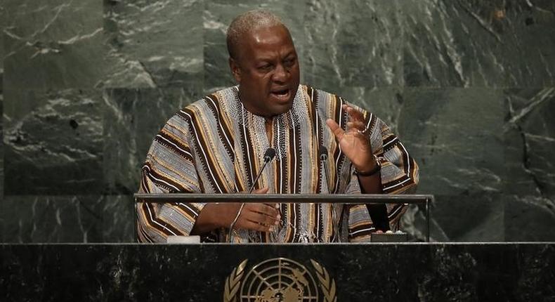President John Dramani Mahama of Ghana addresses the United Nations General Assembly in the Manhattan borough of New York, U.S., September 21, 2016. 