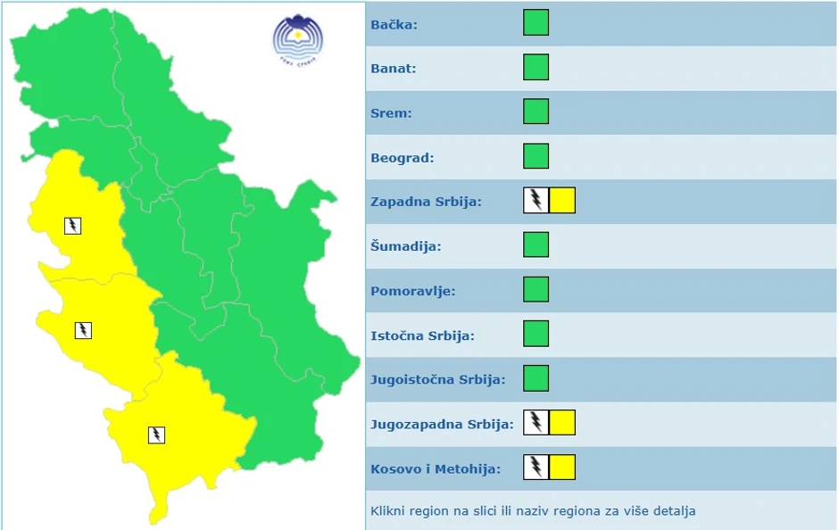 Meteoalarm za sredu, 15. april