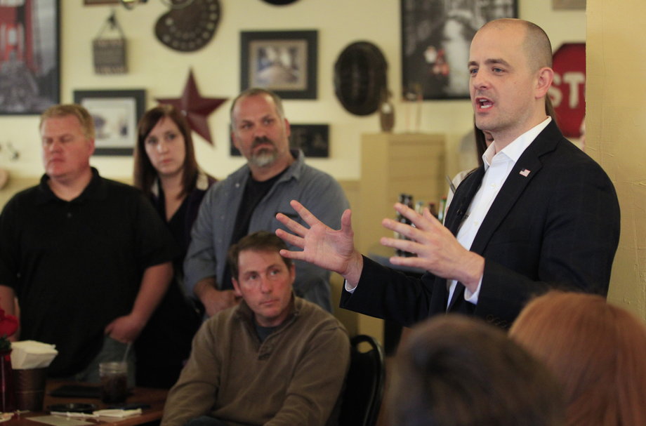 US independent presidential candidate Evan McMullin at the Brick House Cafe on Saturday in Cedar City, Utah.