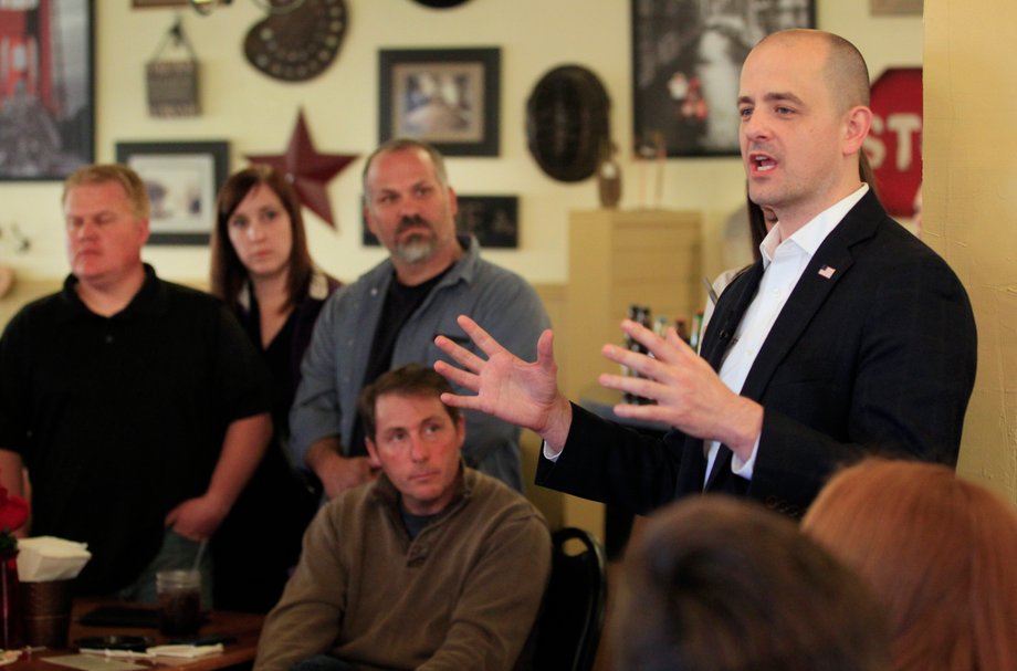 US independent presidential candidate Evan McMullin at the Brick House Cafe on Saturday in Cedar City, Utah.