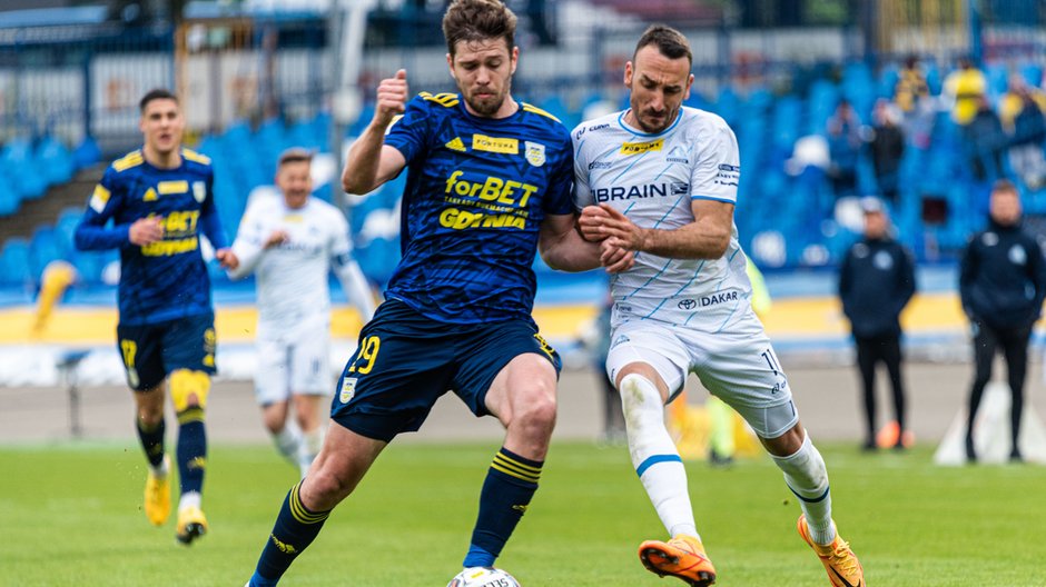 Michał Marcjanik i Andreja Prokić w meczu Stal Rzeszów - Arka Gdynia (2:1)