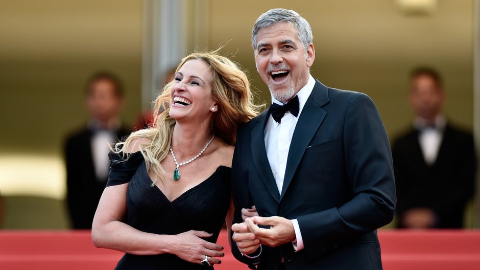 Julia Roberts i George Clooney na premierze "Zakładnika z Wall Street" w czasie festiwalu w Cannes w 2016 r.