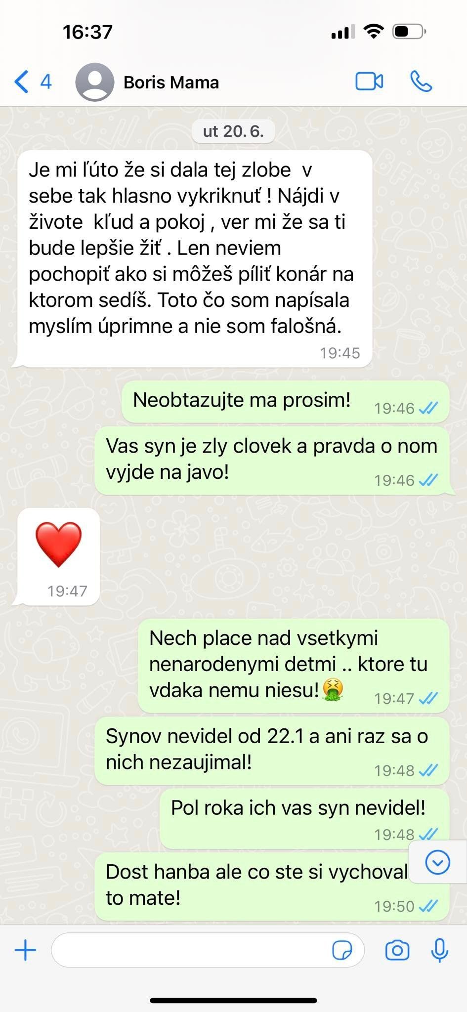 Barbora Richterová zverejnila správy s Kollárovou mamou Annou.