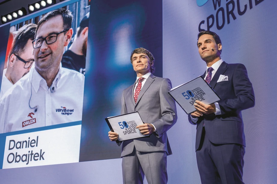Wyniki rankingu omówili pomysłodawcy zestawienia: Krzysztof Domaradzki z „Forbesa” (z lewej) oraz Adam Pawlukiewicz z Pentagon Research. Wydarzenie prowadził Rafał Patyra (TVP Sport)