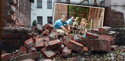 "Arek, mur nam rozwalają". Podwórko w ruinie. W tle donosy do toruńskich urzędników