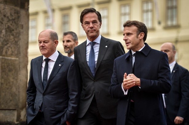 Olaf Scholz, Mark Rutte, Emmanuel Macron