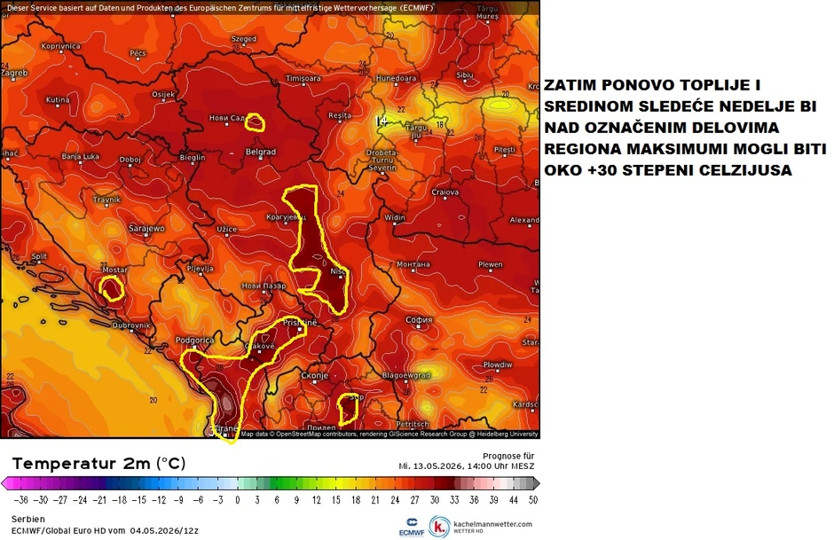 Letnje temperature u maju