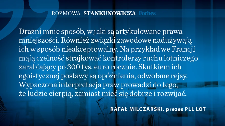 Prezes LOT Rafał Milczarski o związkach zawodowych.