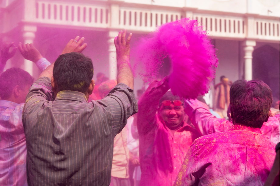 Festiwal Holi w mieście Barsana w Indiach