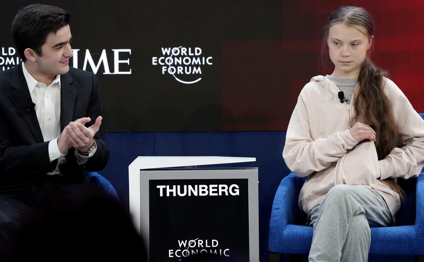 Na zdjęciu: Greta Thunberg, aktywistka klimatyczna, na jednym z wtorkowych spotkań w Davos