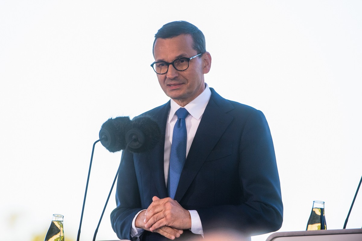 Premier Mateusz Morawiecki podczas konferencji prasowej w trakcie Bornholm Summit w Kopenhadze