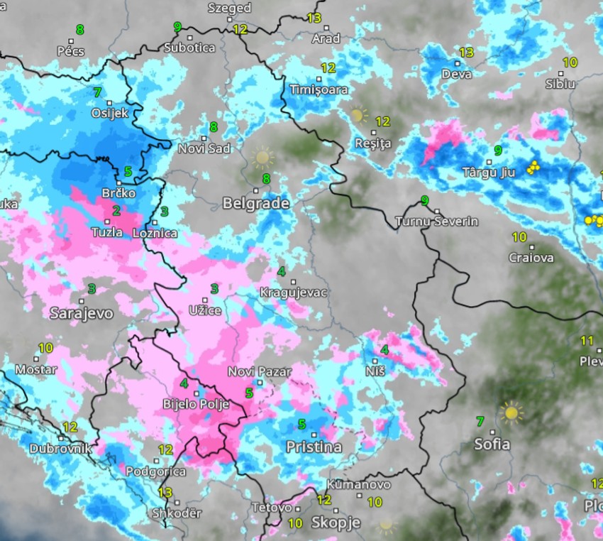 Kretanje nevremena u 14 sati