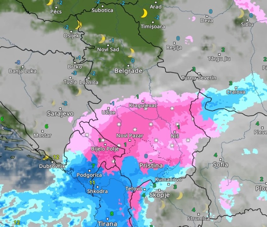 Sneg u Srbiji u 22 sata