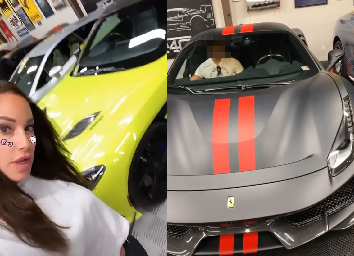 Tímea és új kedvese, Zoltán több autóba is beleült, kipróbálták, kedvtelve nézegették a Ferrarikat, Rolls-Royce-okat /Fotók: Instagram