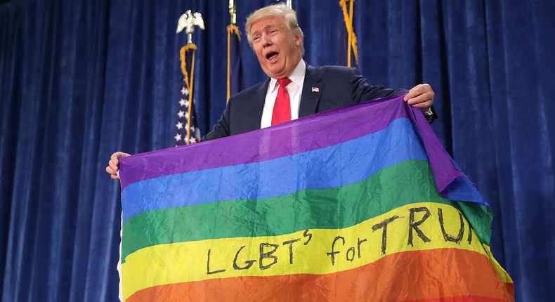 Trump LGBT rainbow flag pride