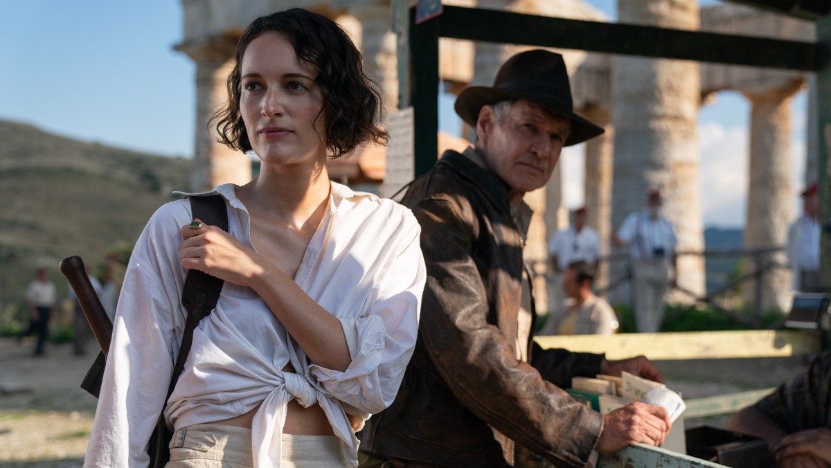 „Indiana Jones i artefakt przeznaczenia w reż. Jamesa Mangolda, 2023 r. Na zdjęciu Phoebe Waller-Bridge i Harrison Ford