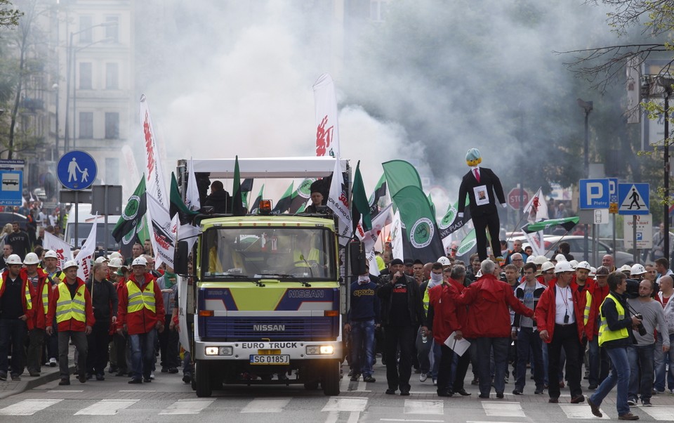 KATOWICE PROTEST GÓRNICZYCH ZWIĄZKÓW ZAWODOWYCH (manifestacja górniczych związkowców)