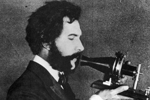 ALEXANDER GRAHAM BELL /n(1847-1922). American (Scottish-born) teacher and inventor. Bell speaking in