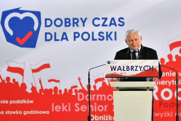 Jarosław Kaczyński w czasie kampanii wyborczej przed wyborami parlamentarnymi w 2019 r.