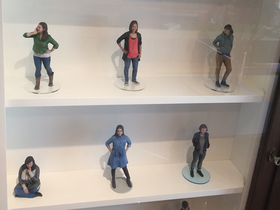 Clue pays another Berlin startup around €200 to make models of its staff, which are housed in a glass case near the entrance to the office.