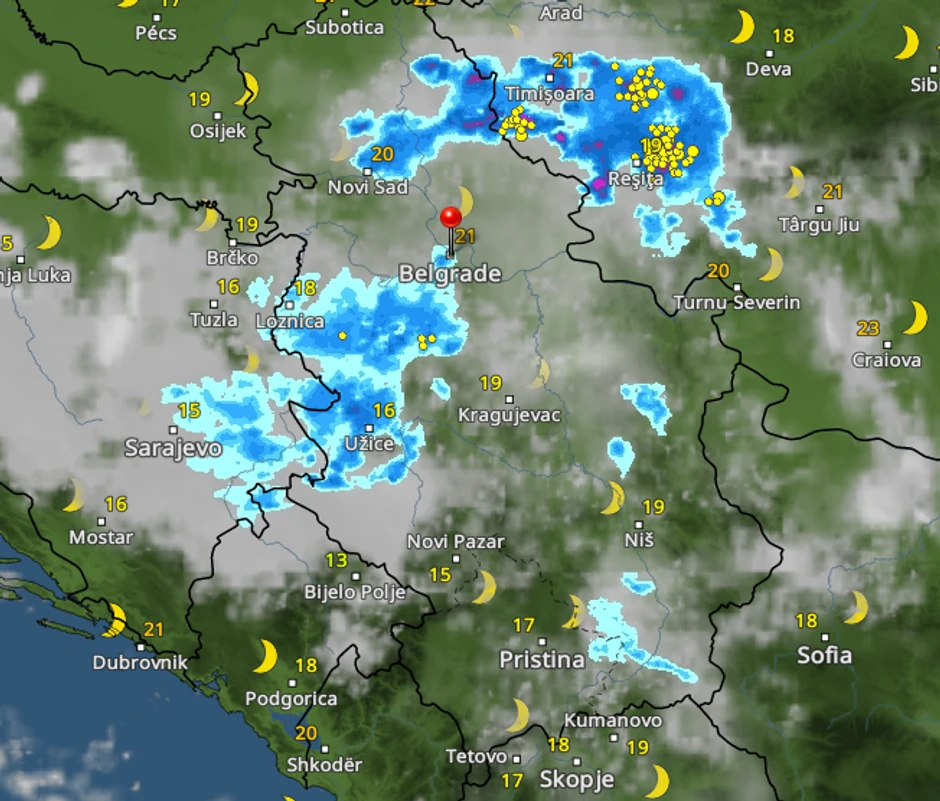 Kretanje nevremena u 1 čas