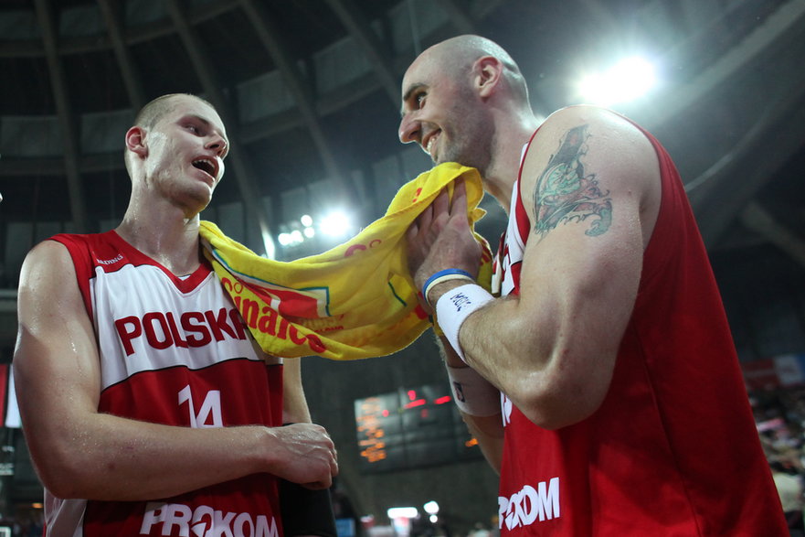 Maciej Lampe i Marcin Gortat podczas EuroBasketu 2009